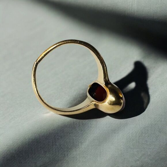 Antique 10k Gold Cabochon Carnelian Ring Size 4.5 Georgian Vintage Ring 2.8g - Picture 5 of 16
